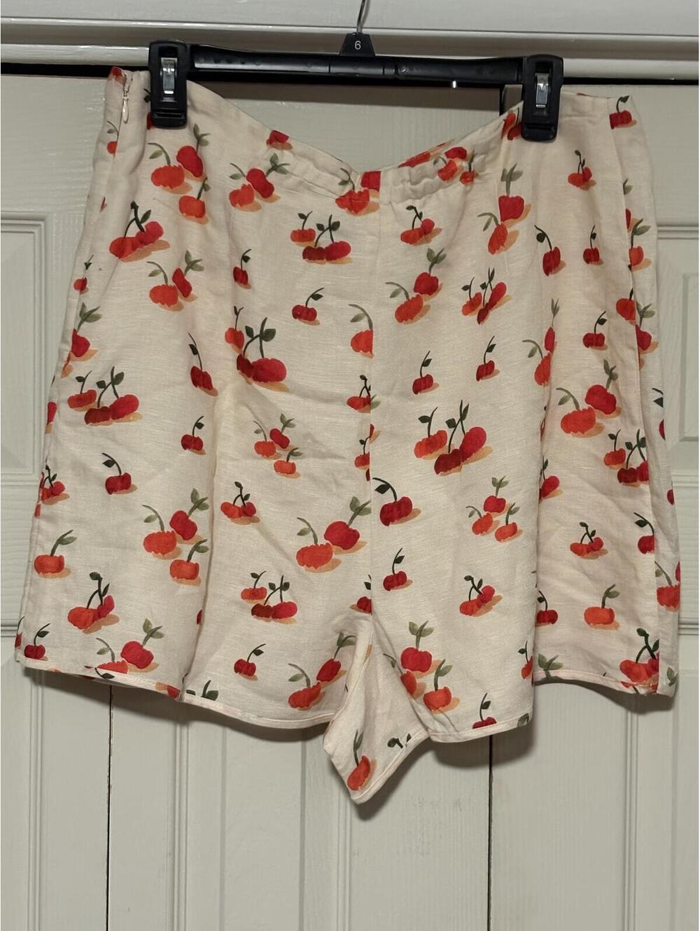 Farm Rio x Anthropologie Cherry Print Linen Blend Skort Cottagecore Coquette - Picture 7 of 7